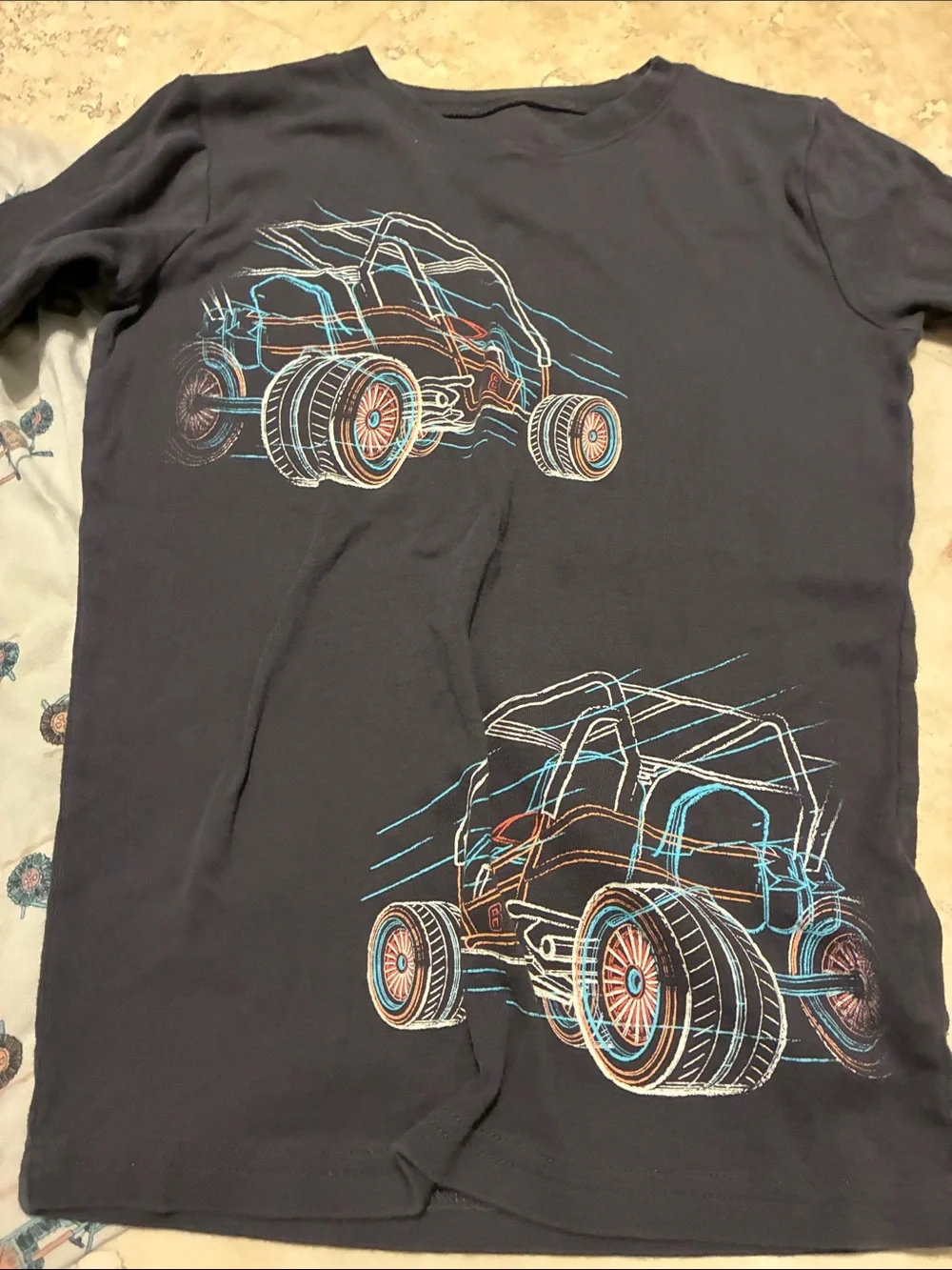 Carter's Boys Pajama Set - Dark Gray  and Tan with Dune Buggy Print